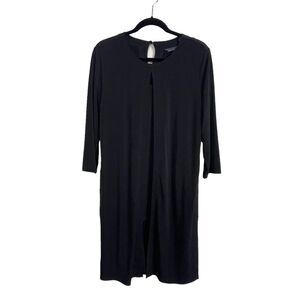 Susan Graver Liquid Knit Black Tunic Duster Size M‎ – Attached Shirt Layer